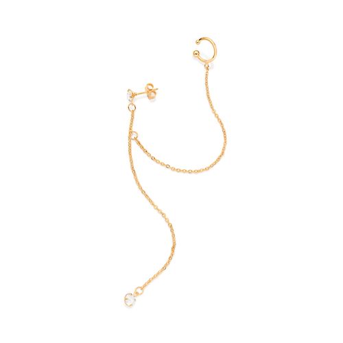 BRINCO EAR CUFF COM PIERCING DE PRESSÃO BANHADO A OURO 18K COM ZIRCÔNIAS