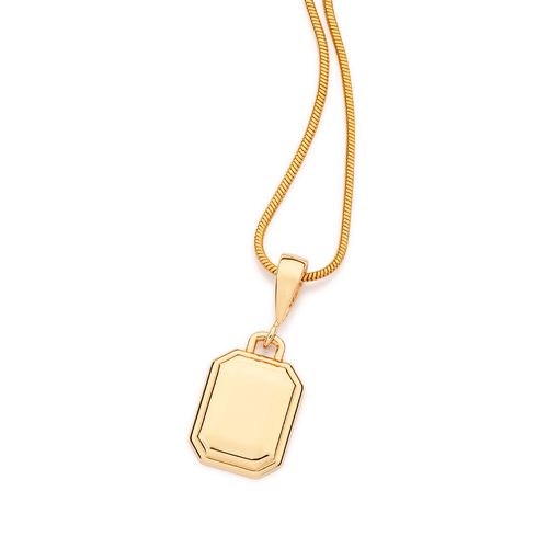 PINGENTE RETANGULAR PERSONALIZÁVEL BANHADO A OURO 18K