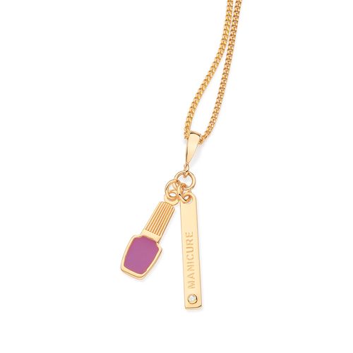 PINGENTE PROFISSÃO MANICUREBANHADO A OURO 18K COM ZIRCÔNIA E RESINA