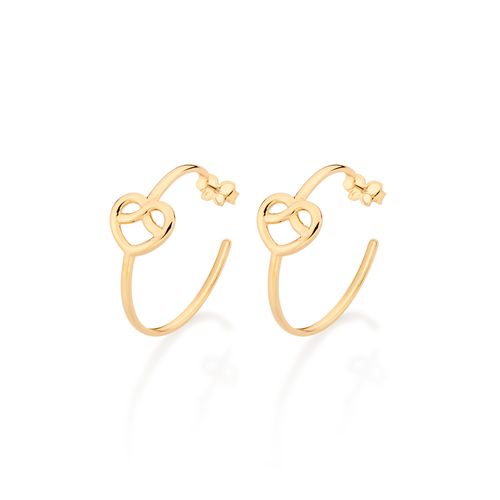 BRINCO MEIA ARGOLA CORAÇÃO INFINITO BANHADO A OURO 18K