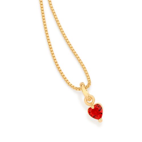 PINGENTE SOLITÁRIO CORAÇÃO BANHADO A OURO 18K