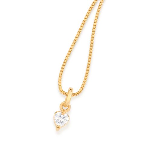 PINGENTE SOLITÁRIO CORAÇÃO BANHADO A OURO 18K