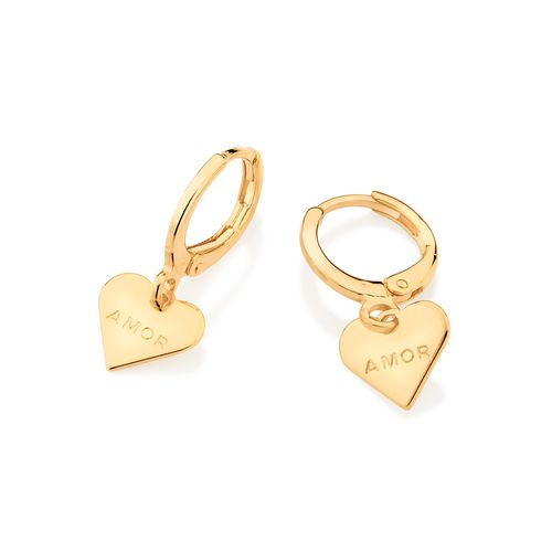BRINCO ARGOLA CORAÇÃO BANHADO A OURO 18K