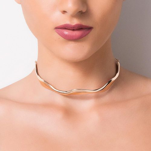 CHOKER ONDULADA BANHADA A OURO 18K