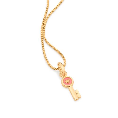 PINGENTE INFANTIL CHAVE BANHADO A OURO 18K COM APLICAÇÃO DE RESINA