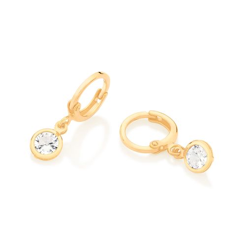 BRINCO ARGOLA COM ZIRCÔNIAS BANHADO A OURO 18K