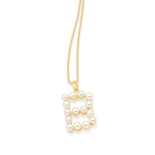 PINGENTE LETRA BANHADO A OURO 18K COM PÉROLAS-LETRA B