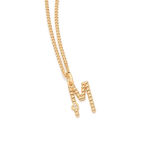 PINGENTE LETRA COM CORAÇÃO BANHADO A OURO 18K-LETRA M