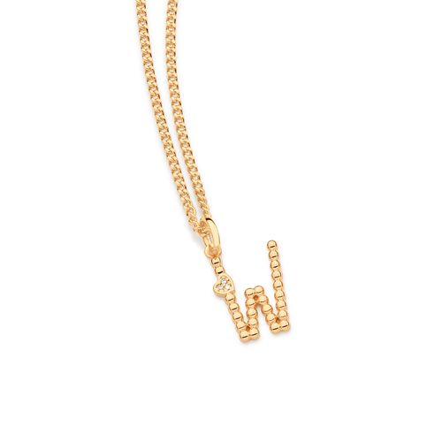 PINGENTE LETRA COM CORAÇÃO BANHADO A OURO 18K-LETRA W