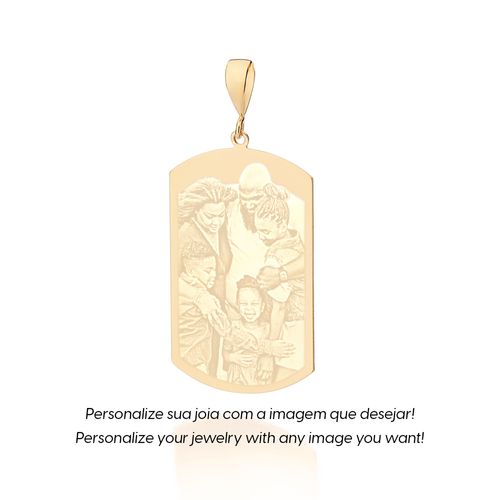 PINGENTE TAG RETANGULAR PERSONALIZÁVEL BANHADO A OURO 18K