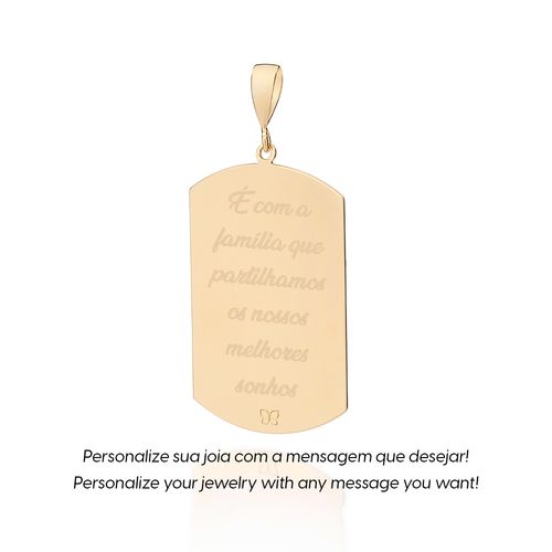 PINGENTE TAG RETANGULAR PERSONALIZÁVEL BANHADO A OURO 18K