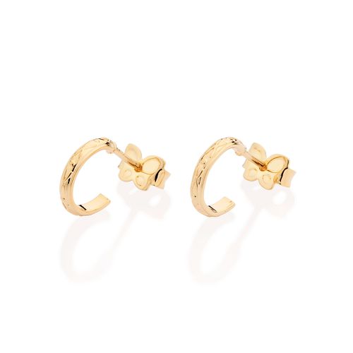 BRINCO MEIA ARGOLA PEQUENA BANHADA A OURO 18K