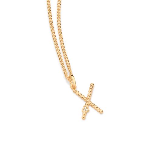 PINGENTE LETRA COM CORAÇÃO BANHADO A OURO 18K-LETRA X