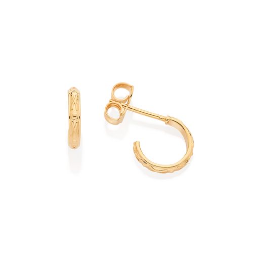 BRINCO MEIA ARGOLA PEQUENA BANHADA A OURO 18K