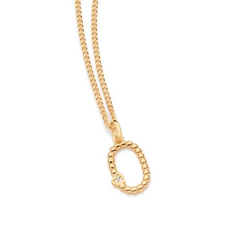 PINGENTE LETRA COM CORAÇÃO BANHADO A OURO 18K-LETRA O