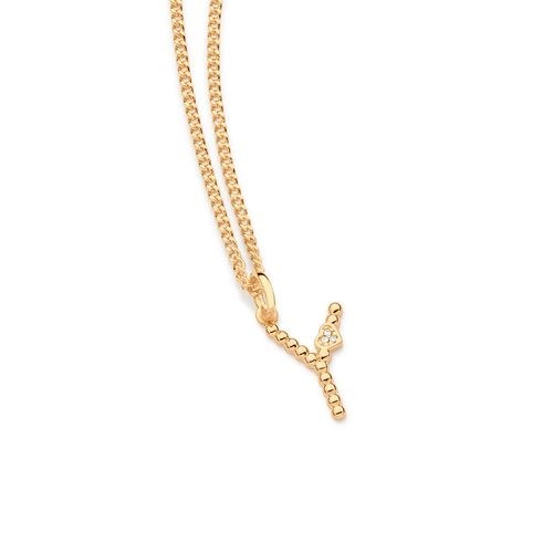 PINGENTE LETRA COM CORAÇÃO BANHADO A OURO 18K-LETRA Y