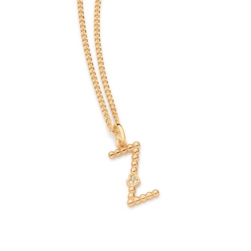 PINGENTE LETRA COM CORAÇÃO BANHADO A OURO 18K-LETRA Z