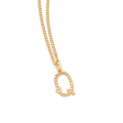 PINGENTE LETRA COM CORAÇÃO BANHADO A OURO 18K-LETRA Q