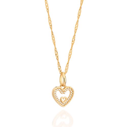 PINGENTE CORAÇÃO BANHADO A OURO 18K COM ZIRCÔNIAS