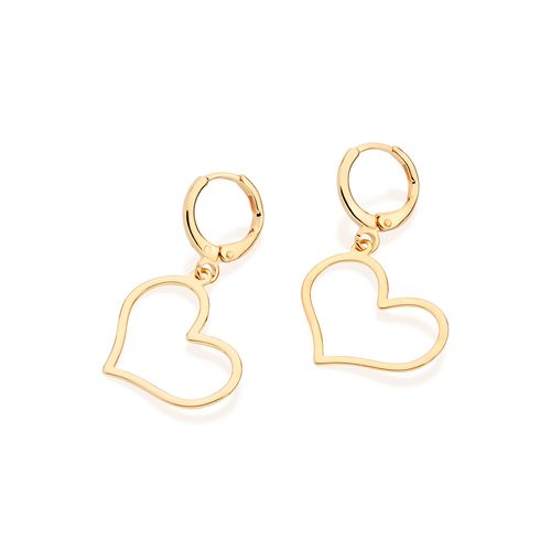 BRINCO ARGOLA CORAÇÃO BANHADO A OURO 18K