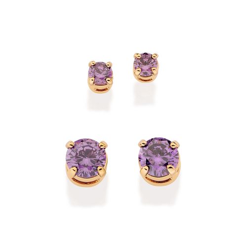 KIT BRINCO BANHADO A OURO 18K COM ZIRCÔNIAS