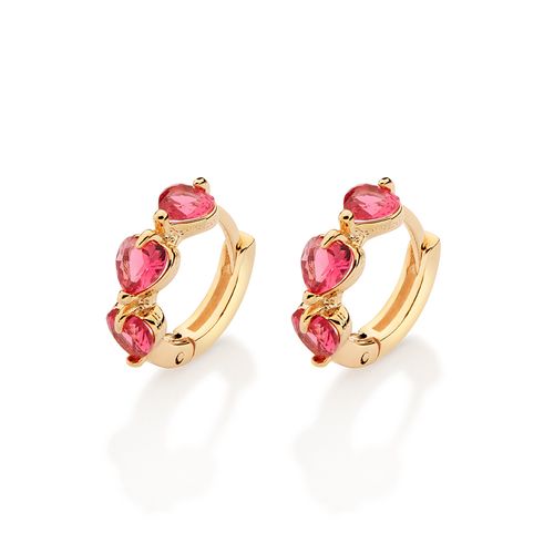 BRINCO ARGOLA BANHADO A OURO 18K COM CRISTAIS