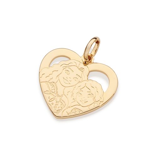 PINGENTE CORAÇÃO BFF MOANA PERSONALIZÁVEL BANHADO A OURO 18K