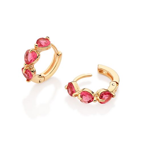 BRINCO ARGOLA BANHADO A OURO 18K COM CRISTAIS