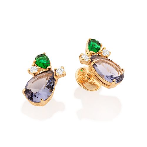 BRINCO GOTAS BANHADO A OURO 18K COM ZIRCÔNIAS E CRISTAIS