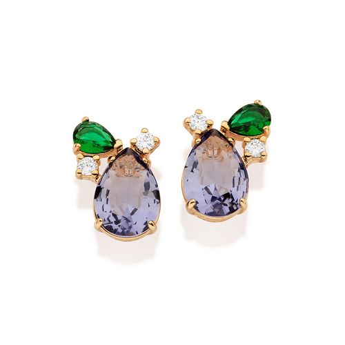 BRINCO GOTAS BANHADO A OURO 18K COM ZIRCÔNIAS E CRISTAIS