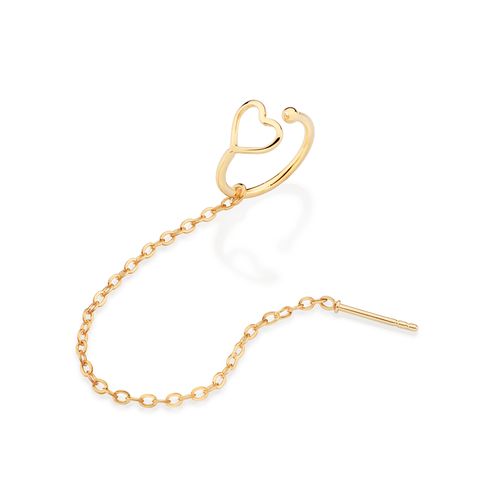 BRINCO COM PIERCING DE PRESSÃO CORAÇÃO BANHADO A OURO 18K