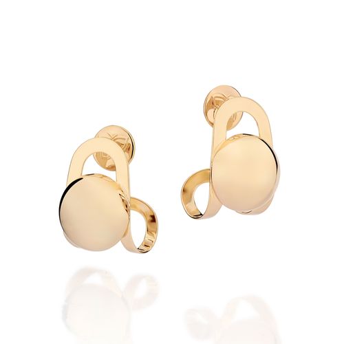 BRINCO MEIA ARGOLA COM ESFERAS BANHADO A OURO 18K