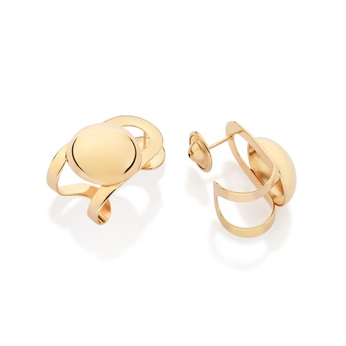 BRINCO MEIA ARGOLA COM ESFERAS BANHADO A OURO 18K