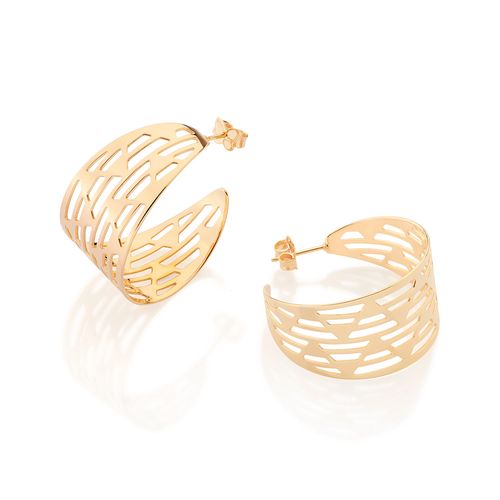 BRINCO MEIA ARGOLA ESTILIZADO BANHADO A OURO 18K