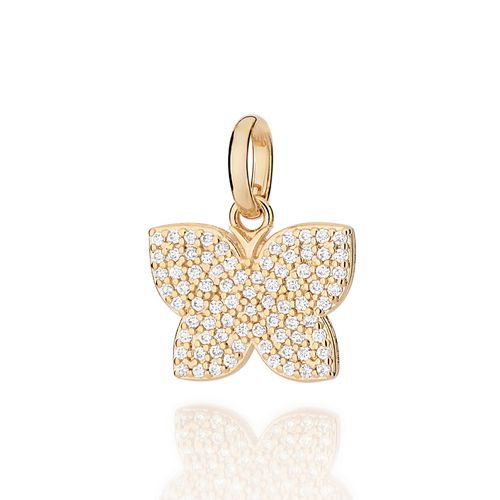 PINGENTE BORBOLETA BANHADO A OURO 18K COM ZIRCÔNIAS