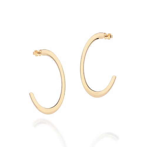 BRINCO MEIA ARGOLA LISA BANHADO A OURO 18K