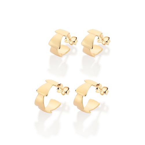 KIT BRINCO MEIA ARGOLA BANHADO A OURO 18K