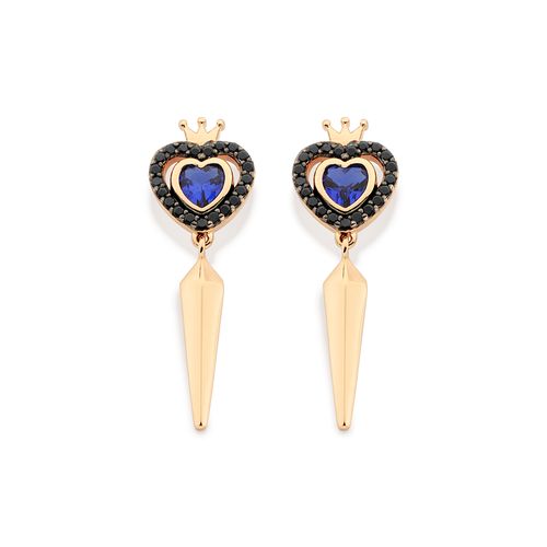 BRINCO RAINHA MÁ BANHADO A OURO 18K COM ZIRCÔNIAS E APLICAÇÃO DE RHODIUM NEGRO