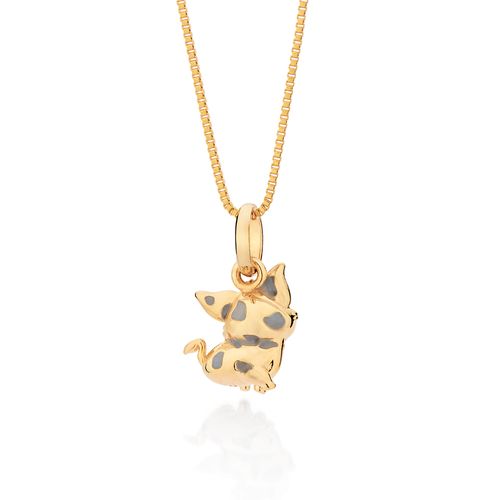 PINGENTE PORCO PUA 3D BANHADO A OURO 18K COM APLICAÇÃO DE RESINA