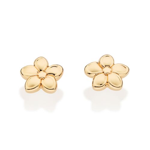 BRINCO FLOR DE PLUMÉRIA BANHADO A OURO 18K