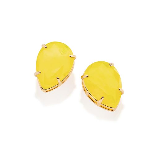 BRINCO GOTA BANHADO A OURO 18K COM CRISTAL FÚSION