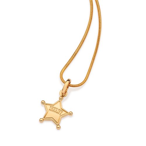 PINGENTE ESTRELA COM ESCRITA SHERIFF BANHADO A OURO 18K