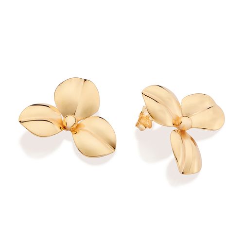 BRINCO FLOR ABAULADA BANHADO A OURO 18K