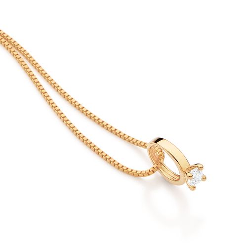 PINGENTE MINI ANEL SOLITÁRIO BANHADO A OURO 18K COM ZIRCÔNIA