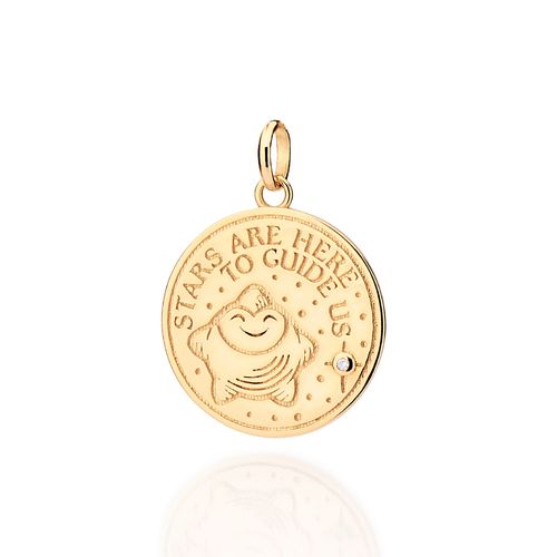 MEDALHA ESTRELA BANHADA A OURO 18K COM ZIRCÔNIA