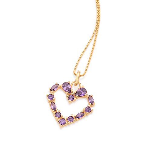 PINGENTE CORAÇÃO BANHADO A OURO 18K COM ZIRCÔNIAS