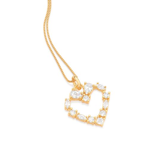 PINGENTE CORAÇÃO BANHADO A OURO 18K COM ZIRCÔNIAS
