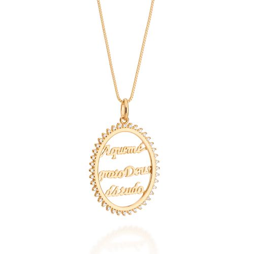 PINGENTE OVAL BANHADO A OURO 18K COM ZIRCÔNIAS