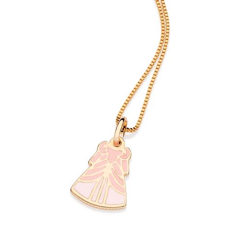PINGENTE VESTIDO PRINCESA ARIEL BANHADO A OURO 18K COM APLICAÇÃO DE RESINA