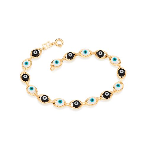 PULSEIRA BANHADA A OURO 18K OLHO NEGRO